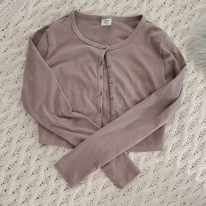 ARITZIA SUNDAY BEST Exclusive 'Best Hug' Apple Taupe Crew Cardigan